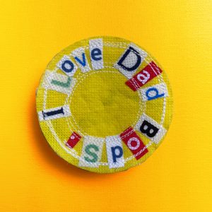 yellow I love dad bods upcycled patch