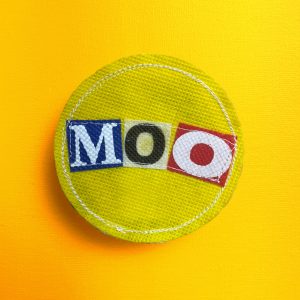 yellow moo upcycled patch