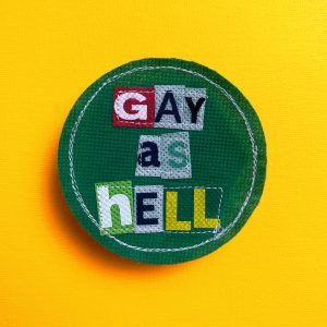 Green "Gay As Hell" Upcycled Ransom Note Patch